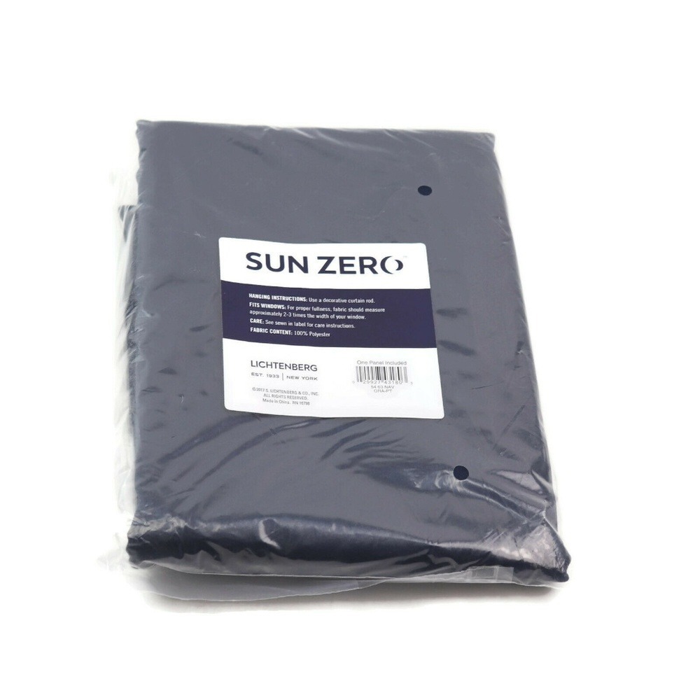 Sun Zero Barrow Energy Efficient Rod Pocket Curtain Panel, 54" x‎ 63", Navy Blue